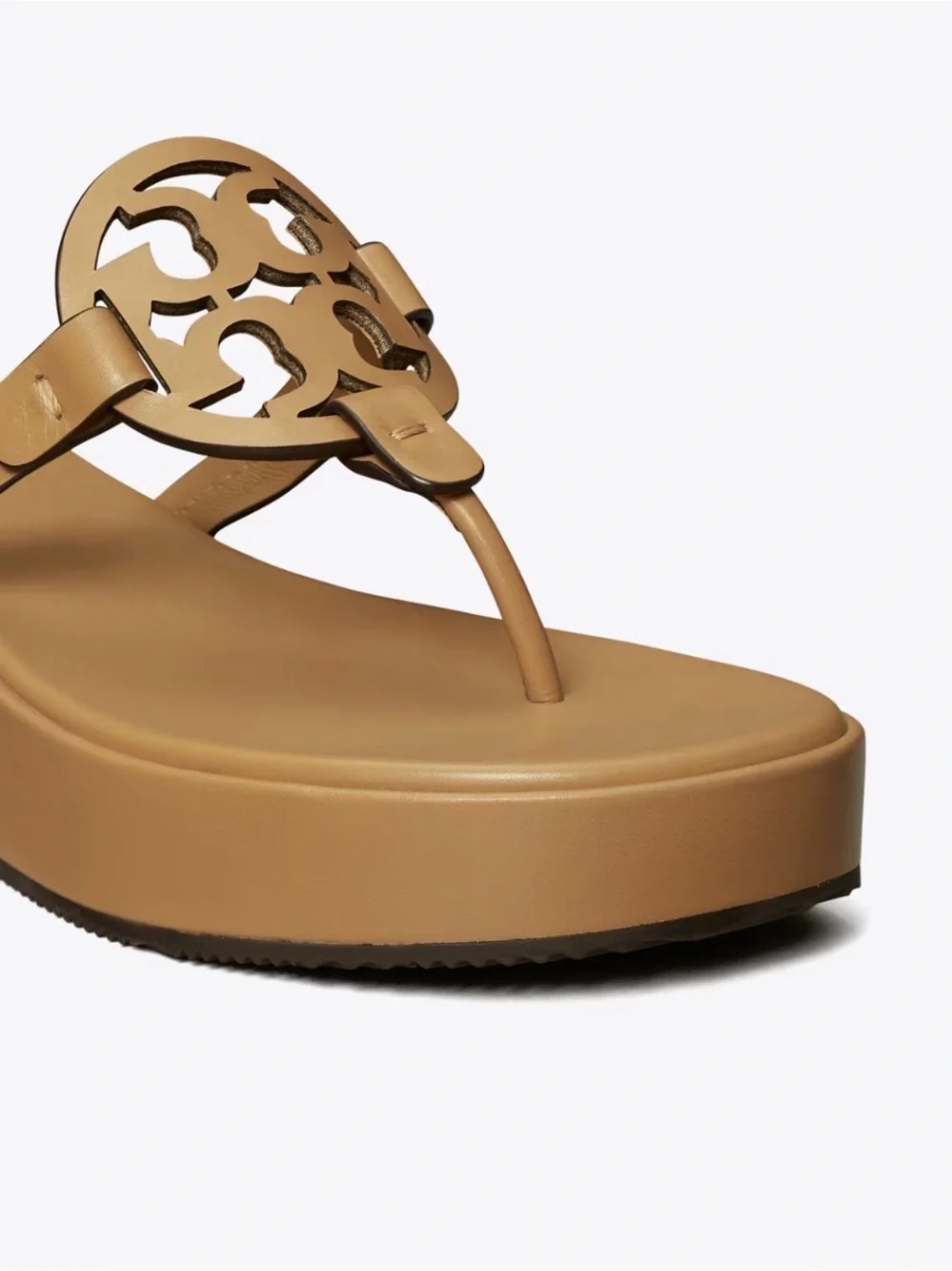 New Tory Burch Miller Leather Wedge Sandals in Walnut size 10 - Picture 9 of 11